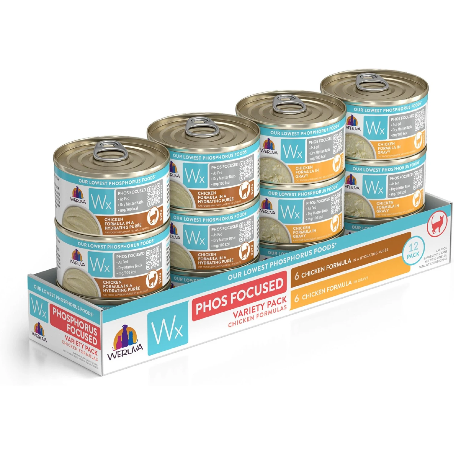 Weruva Wx Phos Focused Chicken Variety Pack Grain-Free Wet Cat Food, 3-oz Can, Case Of 12 3 Weruva Wx Phos Focused Chicken Variety Pack Grain-Free Wet Cat Food, 3-oz Can, Case Of 12