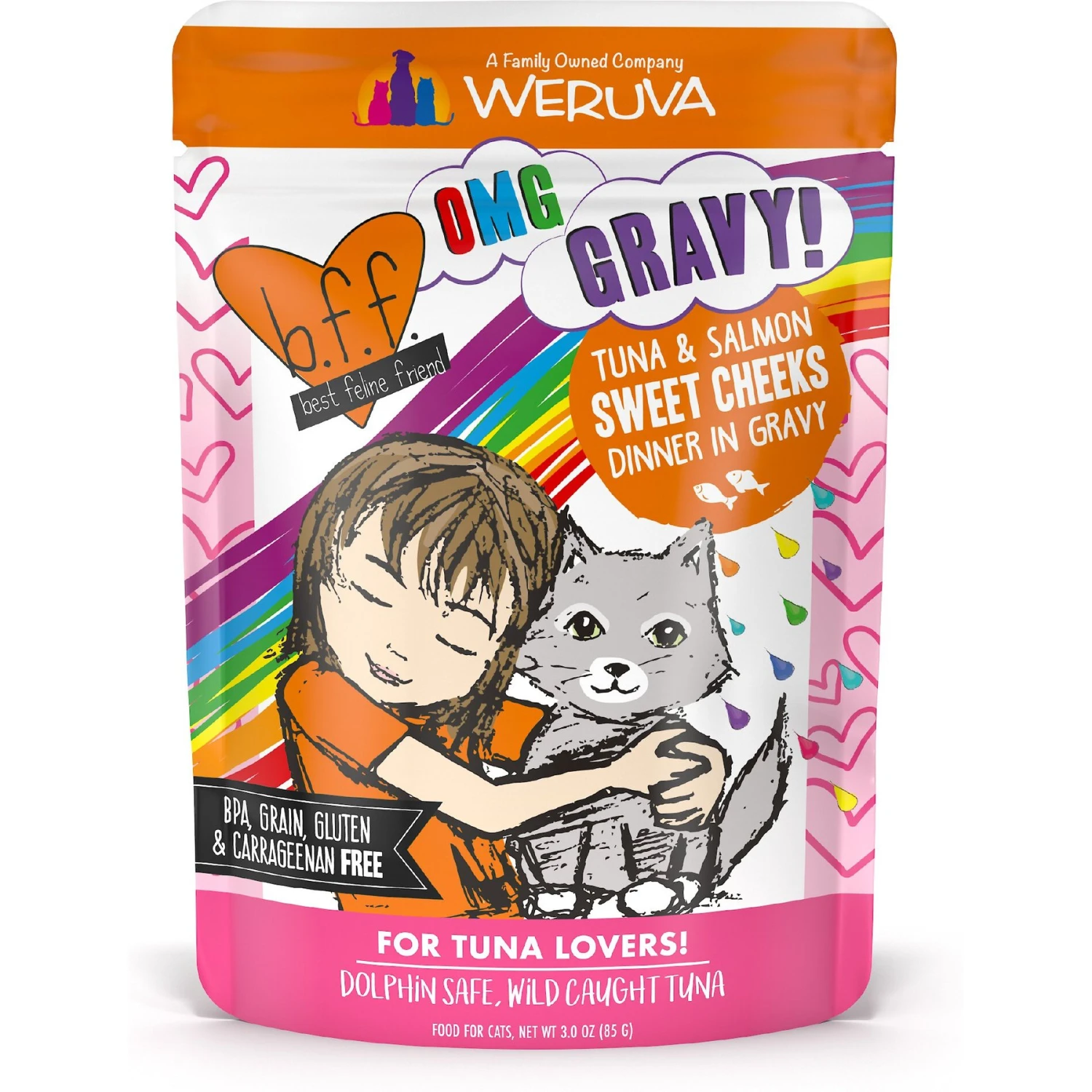 BFF Tuna & Salmon Sweet Cheeks Dinner In Gravy Wet Cat Food Pouches 3 BFF Tuna & Salmon Sweet Cheeks Dinner In Gravy Wet Cat Food Pouches
