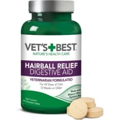 Vet's Best Chewable Tablets Hairball Control Supplement For Cats