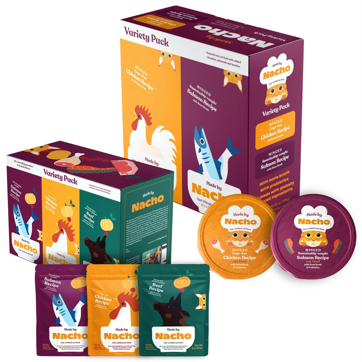 Made By Nacho Cuts In Gravy Recipes With Bone Broth Variety Pack Wet Cat Food & Made By Nacho Minced Recipes With Bone Broth Variety Pack Wet Cat Food 3 Made By Nacho Cuts In Gravy Recipes With Bone Broth Variety Pack Wet Cat Food & Made By Nacho Minced Recipes With Bone Broth Variety Pack Wet Cat Food