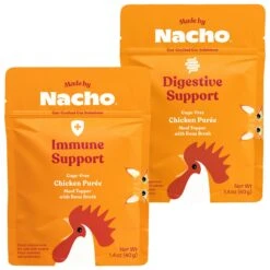Made By Nacho Digestive Support Cage-Free Chicken Puree With Bone Broth Wet Cat Food Topper & Made By Nacho Immune Support Cage-Free Chicken Puree With Bone Broth Wet Cat Food Topper