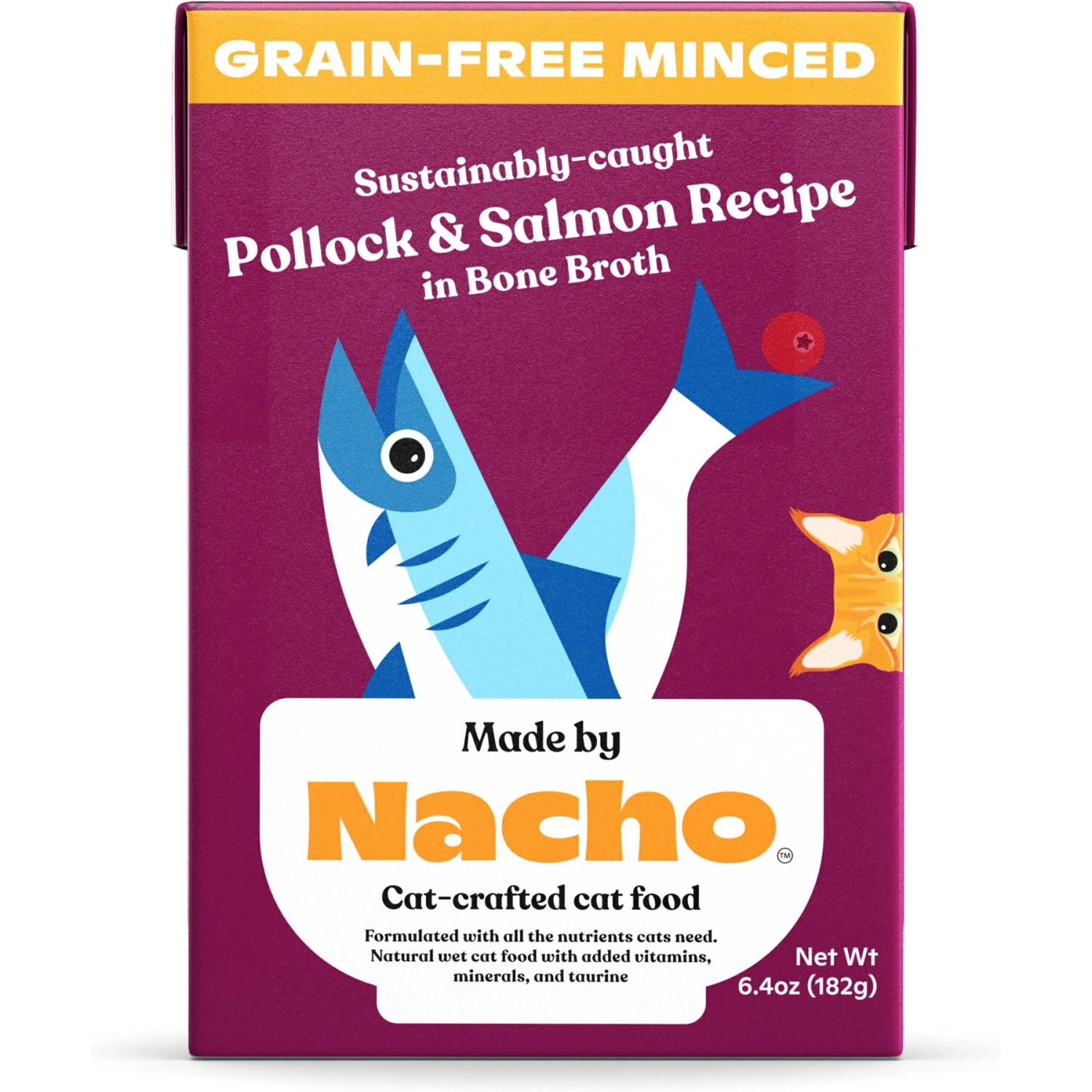 Made By Nacho Sustainably-Caught Pollock & Salmon Recipe In Bone Broth Minced Wet Cat Food & Made By Nacho Cage-Free Chicken Recipe In Bone Broth Minced Wet Cat Food 4 Made By Nacho Sustainably-Caught Pollock & Salmon Recipe In Bone Broth Minced Wet Cat Food & Made By Nacho Cage-Free Chicken Recipe In Bone Broth Minced Wet Cat Food - Image 2