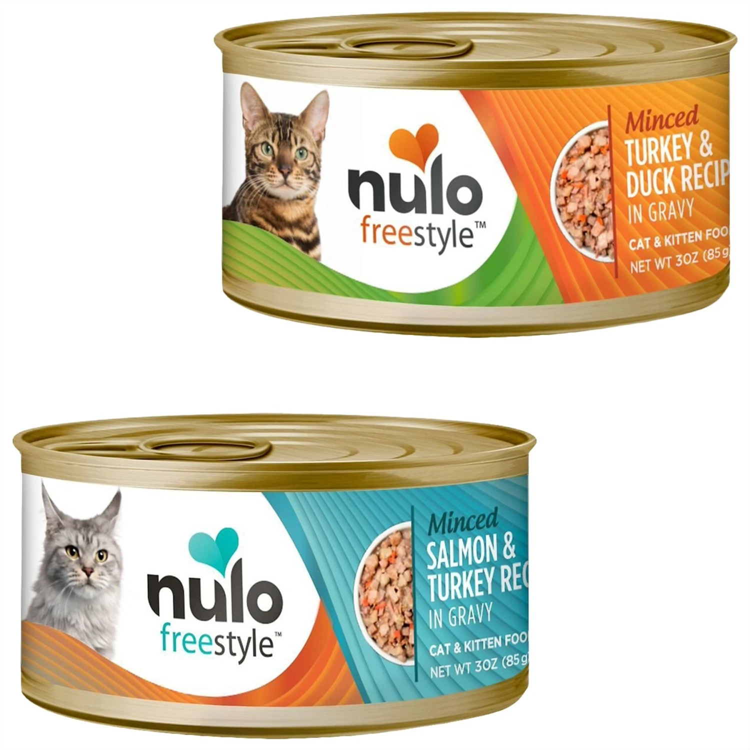 Nulo Freestyle Minced Salmon & Turkey In Gravy Grain-Free Canned Cat & Kitten Food & Nulo Freestyle Minced Turkey & Duck In Gravy Grain-Free Canned Cat & Kitten Food 3 Nulo Freestyle Minced Salmon & Turkey In Gravy Grain-Free Canned Cat & Kitten Food & Nulo Freestyle Minced Turkey & Duck In Gravy Grain-Free Canned Cat & Kitten Food
