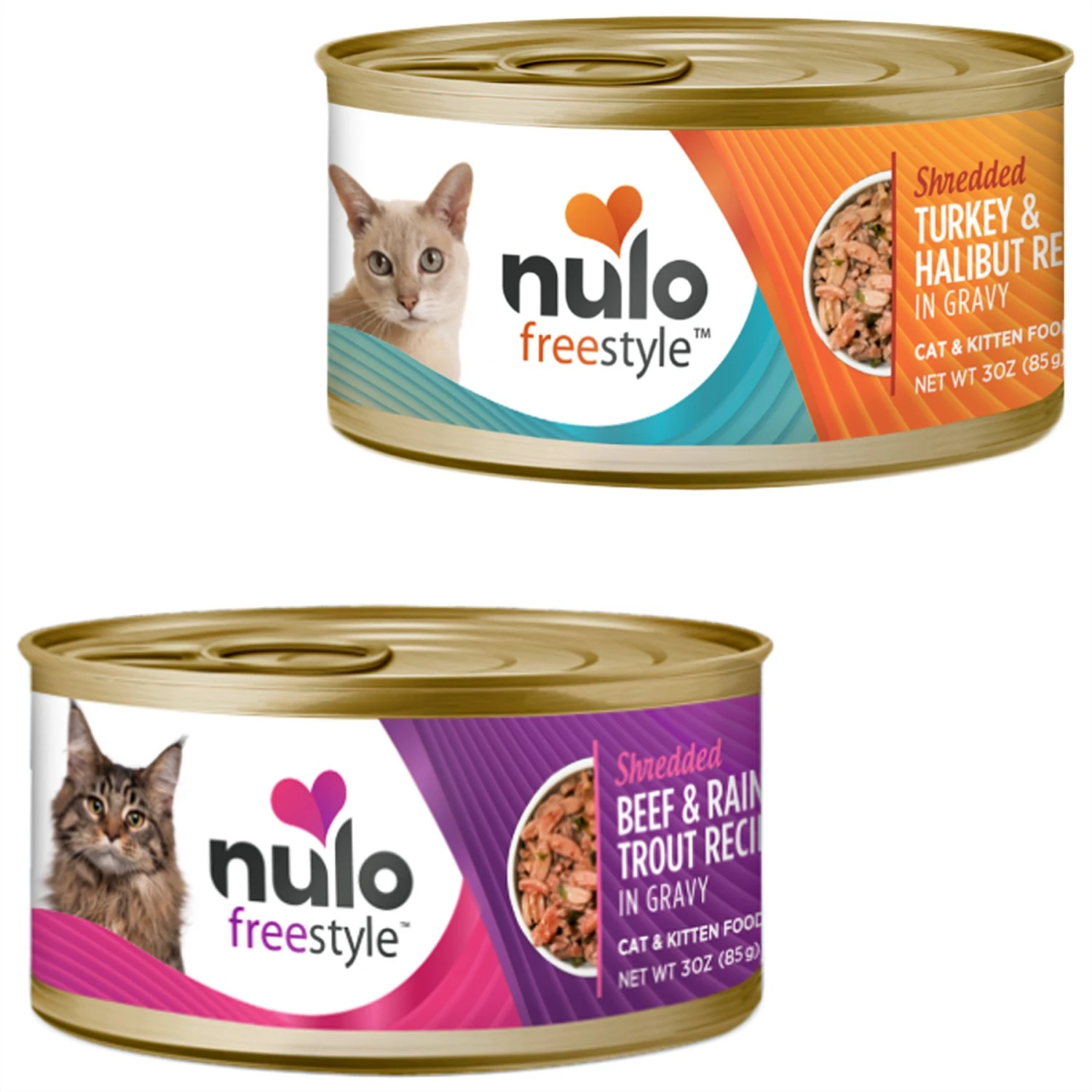Nulo Freestyle Shredded Beef & Rainbow Trout In Gravy Grain-Free Canned Cat & Kitten Food & Nulo Freestyle Shredded Turkey & Halibut In Gravy Grain-Free Canned Cat Food 3 Nulo Freestyle Shredded Beef & Rainbow Trout In Gravy Grain-Free Canned Cat & Kitten Food & Nulo Freestyle Shredded Turkey & Halibut In Gravy Grain-Free Canned Cat Food