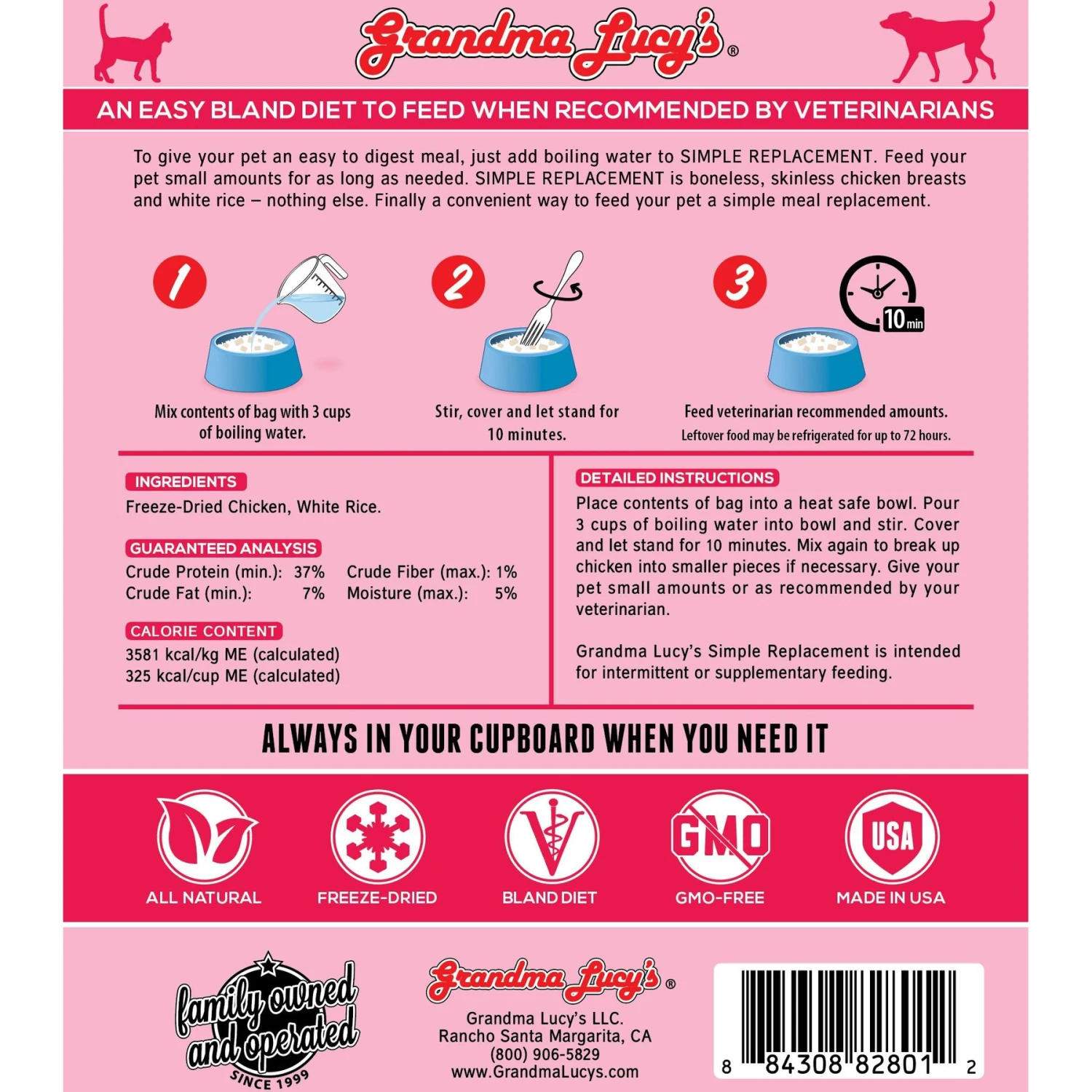 Grandma Lucy's Simple Replacement Anti-Diarrhea Freeze-Dried Dog & Cat Meal Replacement 4 Grandma Lucy's Simple Replacement Anti-Diarrhea Freeze-Dried Dog & Cat Meal Replacement - Image 2
