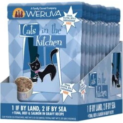 Weruva Cats In The Kitchen Pumpkin Jack Splash Tuna In Pumpkin Soup Grain-Free Cat Food Pouches & Weruva Cats In The Kitchen 1 If By Land, 2 If By Sea Tuna, Beef & Salmon Recipe Grain-Free Cat Food Pouches -Furry Friends 611478 PT5. AC SS1800 V1661528336