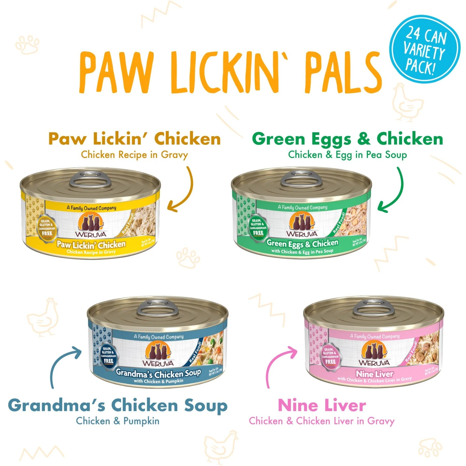 Weruva Paw Lickin' Pals Variety Pack Grain-Free Canned Cat Food & Weruva Frisky Fishin' Friends Variety Pack Grain-Free Canned Cat Food 5 Weruva Paw Lickin' Pals Variety Pack Grain-Free Canned Cat Food & Weruva Frisky Fishin' Friends Variety Pack Grain-Free Canned Cat Food - Image 3