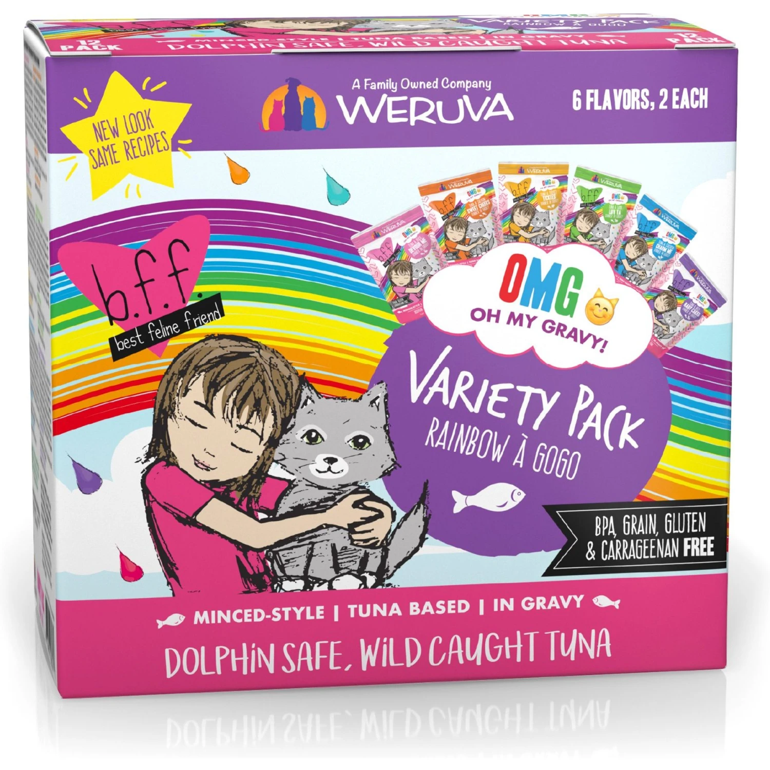 Weruva Cats In The Kitchen Cuties Variety Pack Grain-Free Canned Cat Food & BFF Rainbow A Gogo Variety Pack Wet Cat Food Pouches, 3-oz, Case Of 12 6 Weruva Cats In The Kitchen Cuties Variety Pack Grain-Free Canned Cat Food & BFF Rainbow A Gogo Variety Pack Wet Cat Food Pouches, 3-oz, Case Of 12 - Image 4