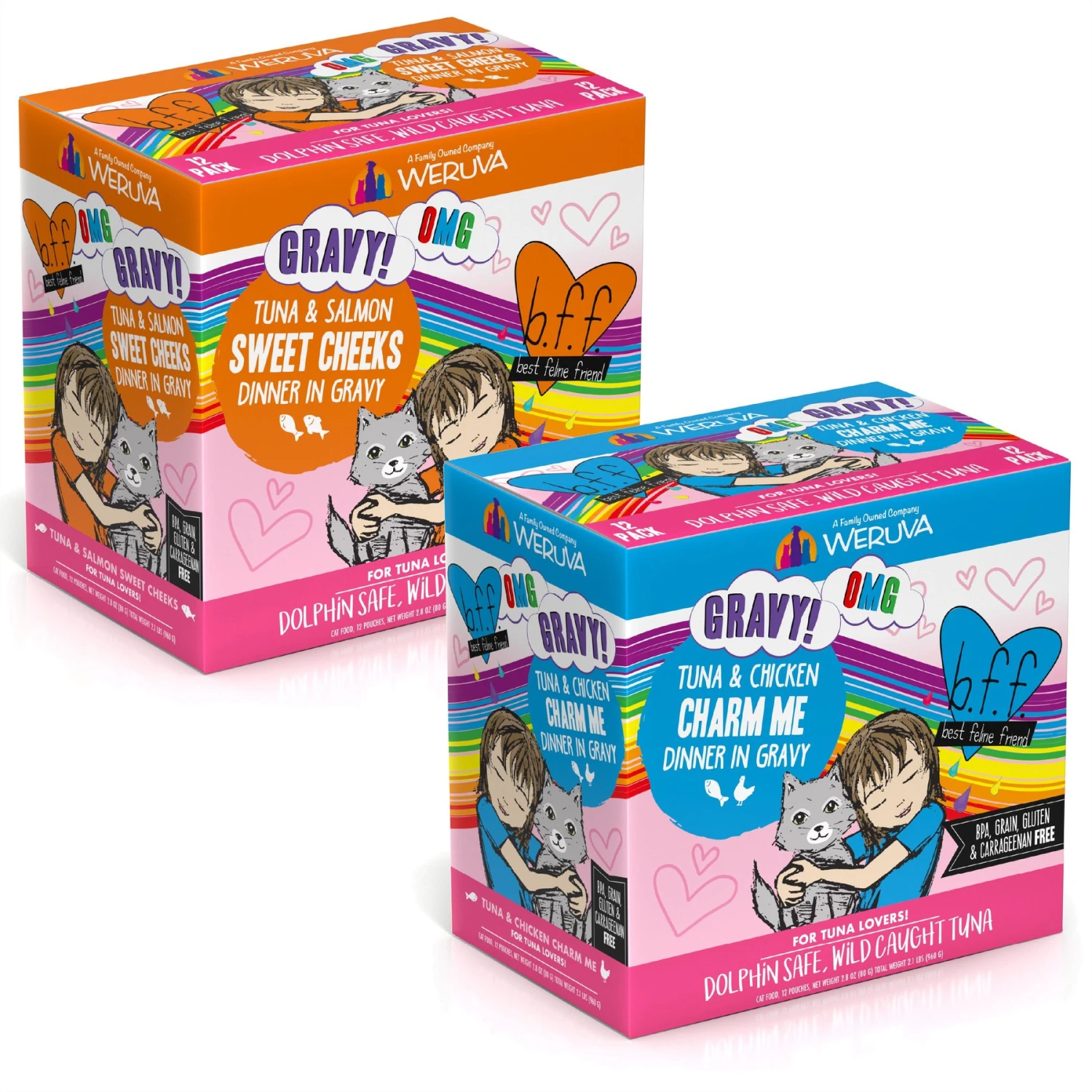 BFF Tuna & Salmon Sweet Cheeks Dinner In Gravy Wet Cat Food Pouches & BFF Tuna & Chicken Charm Me Dinner In Gravy Wet Cat Food Pouches 3 BFF Tuna & Salmon Sweet Cheeks Dinner In Gravy Wet Cat Food Pouches & BFF Tuna & Chicken Charm Me Dinner In Gravy Wet Cat Food Pouches