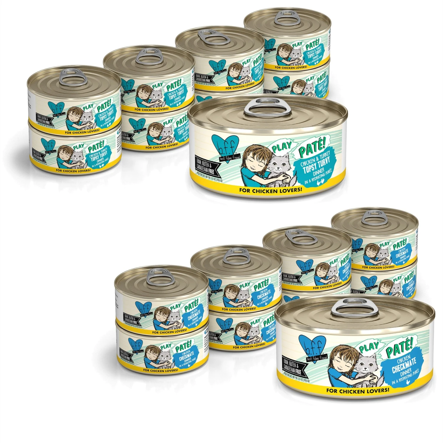 BFF Play Pate Lovers Chicken Checkmate Wet Cat Food & BFF Play Pate Lovers Chicken & Turkey Topsy Turvy Wet Cat Food 3 BFF Play Pate Lovers Chicken Checkmate Wet Cat Food & BFF Play Pate Lovers Chicken & Turkey Topsy Turvy Wet Cat Food