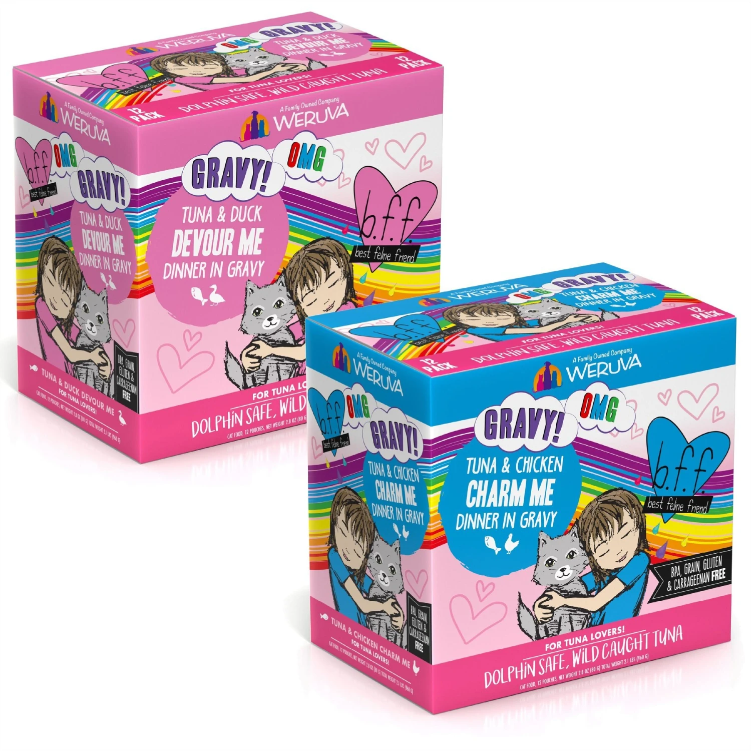 BFF Tuna & Chicken Charm Me Dinner In Gravy Wet Cat Food Pouches & BFF Tuna & Duck Devour Me Dinner In Gravy Wet Cat Food Pouches 3 BFF Tuna & Chicken Charm Me Dinner In Gravy Wet Cat Food Pouches & BFF Tuna & Duck Devour Me Dinner In Gravy Wet Cat Food Pouches