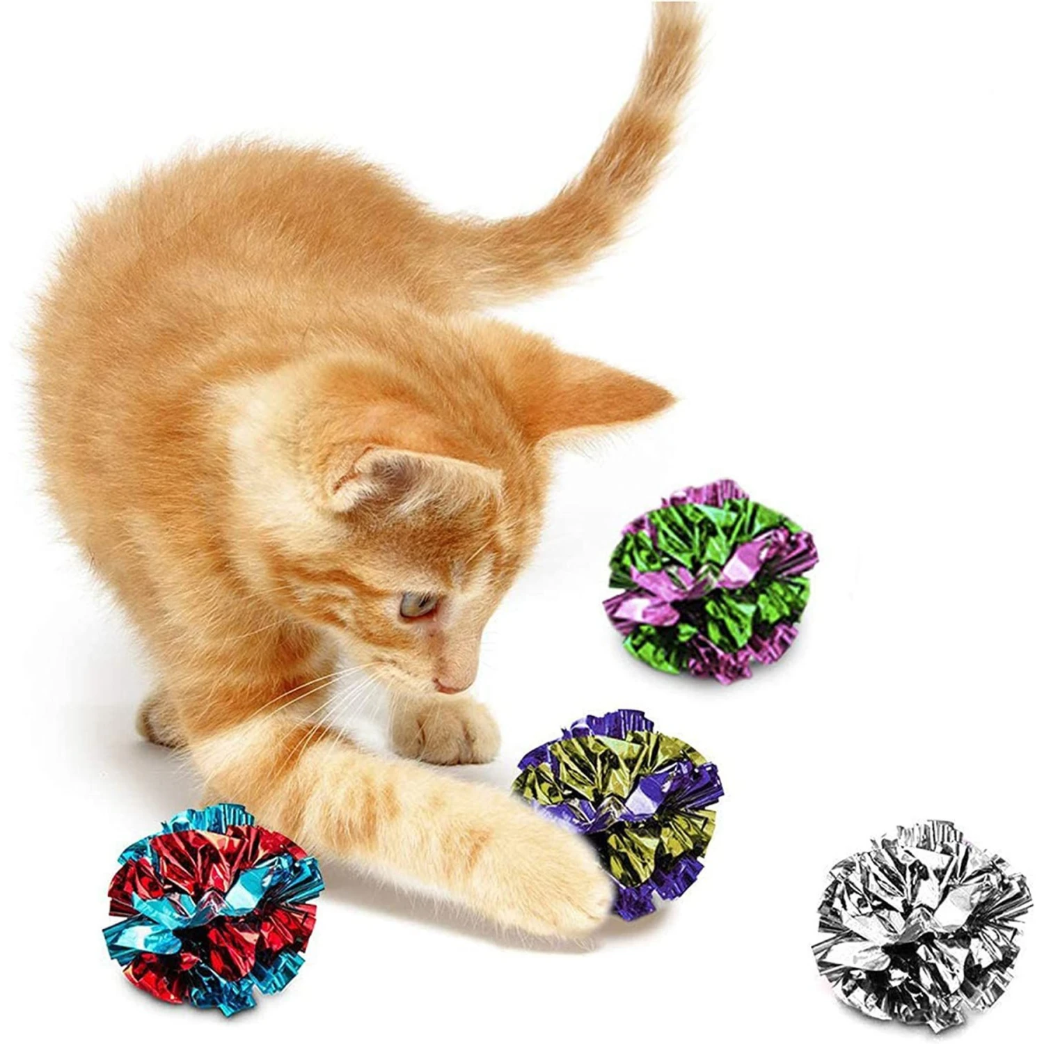 SunGrow Interactive Colorful Indoor Cat & Ferret Mylar Crinkle Balls & Chase Toy, 2-in, 24 Count 4 SunGrow Interactive Colorful Indoor Cat & Ferret Mylar Crinkle Balls & Chase Toy, 2-in, 24 Count - Image 2