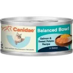 CANIDAE Balanced Bowl Salmon & Sweet Potato Recipe In Gravy Wet Cat Food, 3-oz Can, Case Of 24 & CANIDAE Balanced Bowl Tuna & Carrots Recipe In Gravy Wet Cat Food, 3-oz Can, Case Of 24 -Furry Friends 632638 PT2. AC SS1800 V1663602784