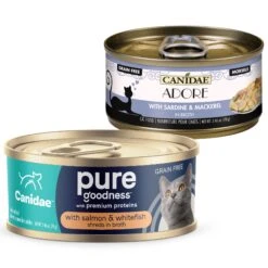 CANIDAE Adore Grain-Free Salmon & Whitefish In Broth Canned Cat Food & CANIDAE Adore Grain-Free Sardine & Mackerel In Broth Canned Cat Food