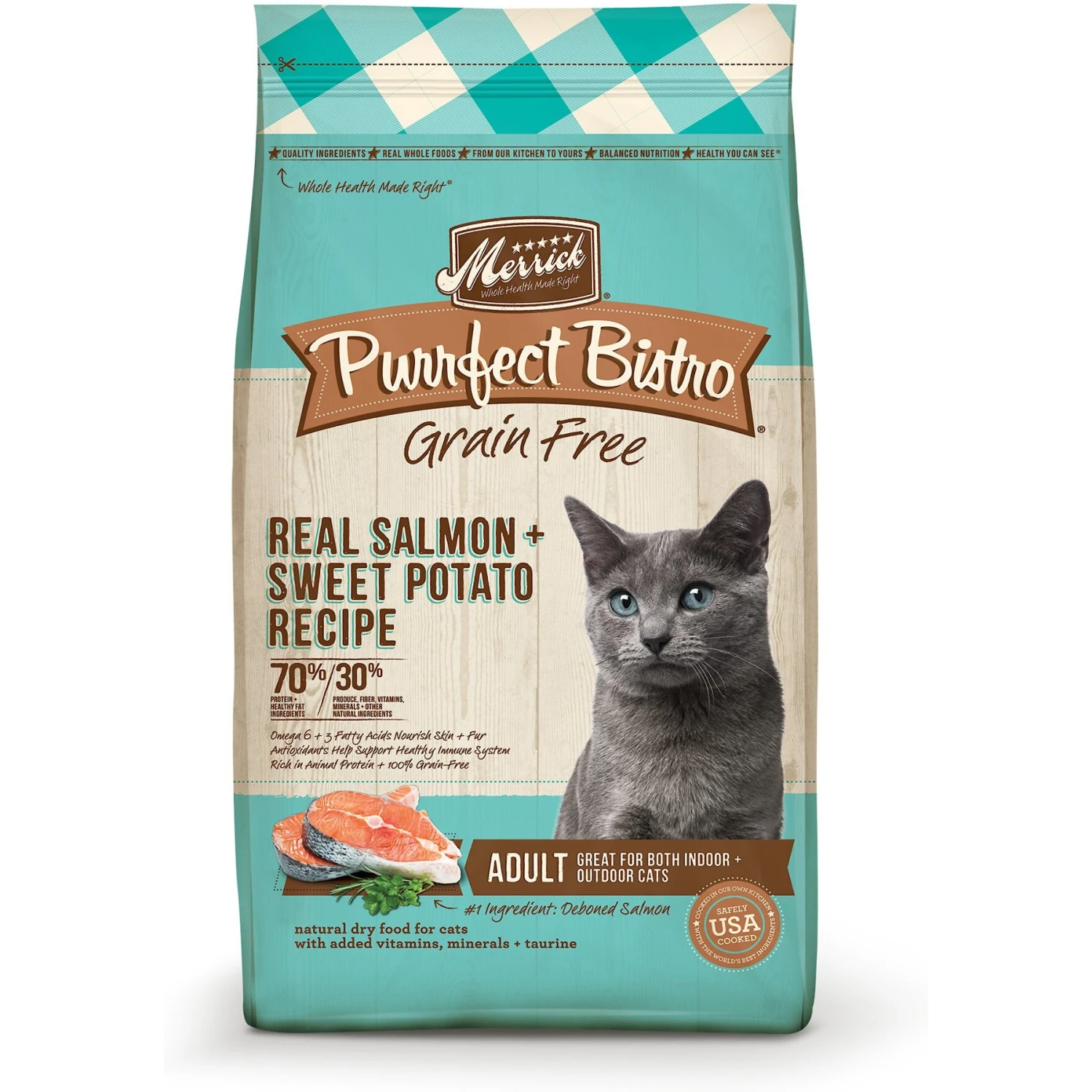 Merrick Purrfect Bistro Grain-Free Real Salmon + Sweet Potato Recipe Adult Dry Cat Food 3 Merrick Purrfect Bistro Grain-Free Real Salmon + Sweet Potato Recipe Adult Dry Cat Food