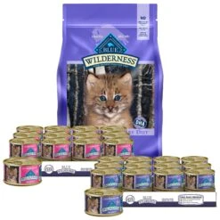 Blue Buffalo Wilderness High Protein Natural Grain-Free Chicken Kitten Dry Cat Food + 2 Items