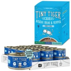 Tiny Tiger Chunks In EXTRA Gravy Tuna Recipe Grain-Free Canned Cat Food & Tiny Tiger, Lickables, Variety Pack, Bisque Cat Treat & Topper