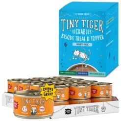 Tiny Tiger Chunks In Gravy Turkey Recipe Grain-Free Canned Cat Food & Tiny Tiger, Lickables, Variety Pack, Bisque Cat Treat & Topper