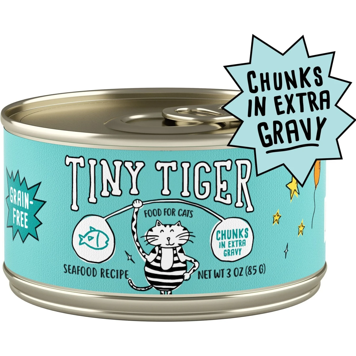 Tiny Tiger Chunks In EXTRA Gravy Seafood Recipe Grain-Free Canned Cat Food & Tiny Tiger Lickables, Senior Formula, Tuna & Chicken Recipe, Bisque Cat Treat & Topper 4 Tiny Tiger Chunks In EXTRA Gravy Seafood Recipe Grain-Free Canned Cat Food & Tiny Tiger Lickables, Senior Formula, Tuna & Chicken Recipe, Bisque Cat Treat & Topper - Image 2