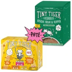 Tiny Tiger Pate Beef & Poultry Recipes Variety Pack Grain-Free Canned Cat Food & Tiny Tiger Lickables, Senior Formula, Tuna & Chicken Recipe, Bisque Cat Treat & Topper