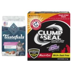 Blue Buffalo Tastefuls Sensitive Stomach Natural Chicken Adult Dry Cat Food & Arm & Hammer Litter Clump & Seal Multi-Cat Scented Clumping Clay Cat Litter