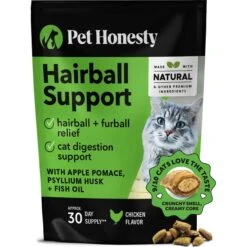 PetHonesty Dual Texture Hairball Support Chews Supplement For Cats
