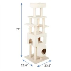 Frisco 71-in Faux Fur Cat Tree & Condo & Frisco Deshedding Dog & Cat Brush -Furry Friends 660294 PT2. AC SS1800 V1666838727
