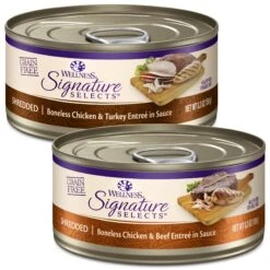 Wellness CORE Signature Selects Shredded Boneless Chicken & Turkey Entree In Sauce Grain-Free Natural Canned Cat Food & Wellness CORE Signature Selects Shredded Boneless Chicken & Beef Entree In Sauce Grain-Free Canned Cat Food