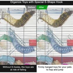 SunGrow Metal S Hooks For Hanging Small Animal & Bird Cage Toys, Plants & Kitchen Utensils -Furry Friends 666534 PT4. AC SS1800 V1666839418