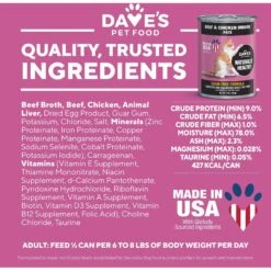 Dave's Pet Food Naturally Healthy Grain-Free Beef & Chicken Dinner Canned Cat Food 9 Dave's Pet Food Naturally Healthy Grain-Free Beef & Chicken Dinner Canned Cat Food -Furry Friends 66739 PT5. AC SS1800 V1517259991