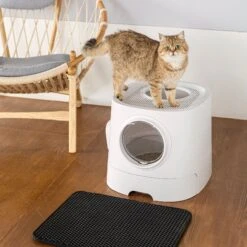 Hanamya Cat Front Entry Top Exit Cat Litter Box With Scoop, X-Large -Furry Friends 677158 PT1. AC SS1800 V1680728860
