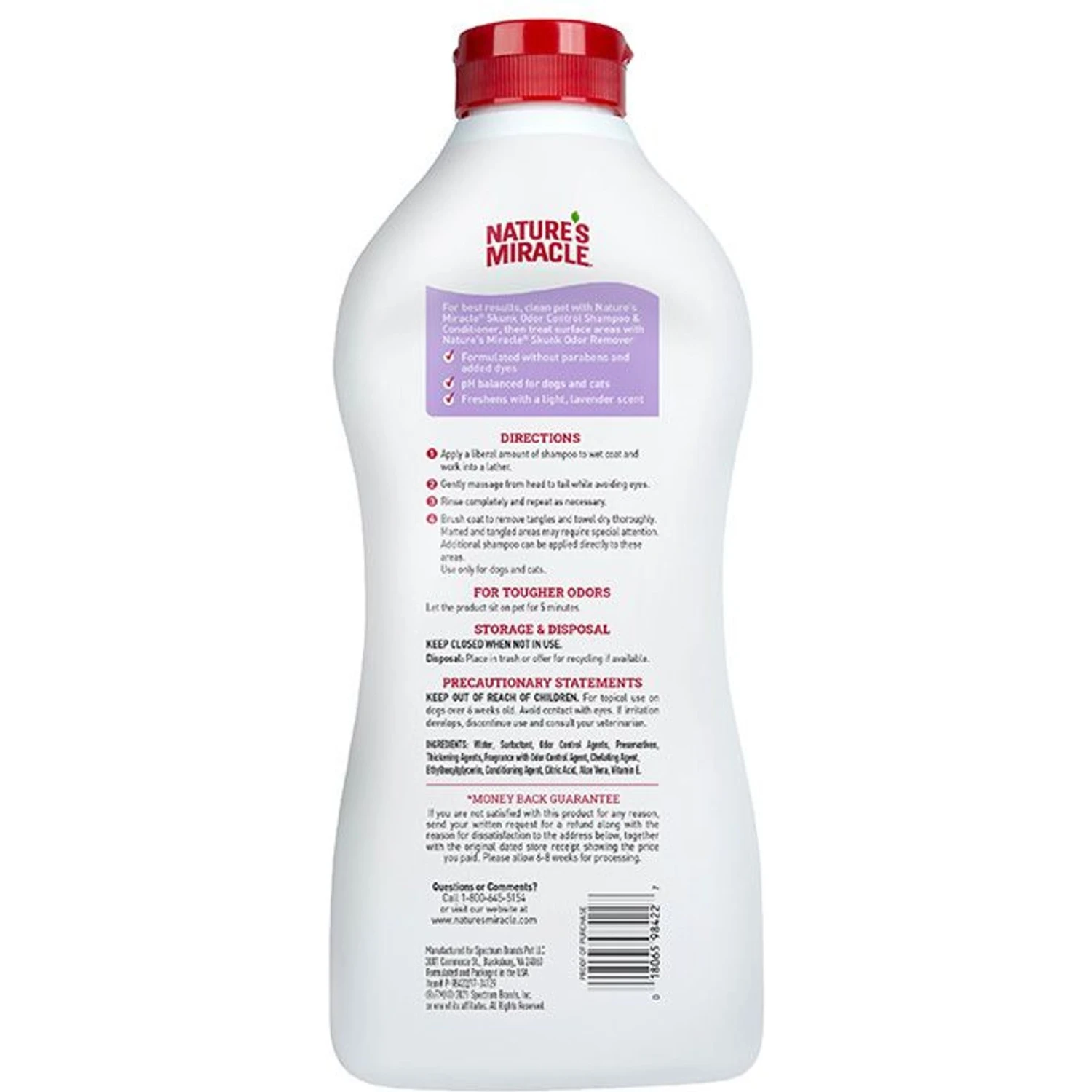 Nature's Miracle Skunk Odor Control Lavender Scent Dog Shampoo & Conditioner, 32-oz Bottle 4 Nature's Miracle Skunk Odor Control Lavender Scent Dog Shampoo & Conditioner, 32-oz Bottle - Image 2