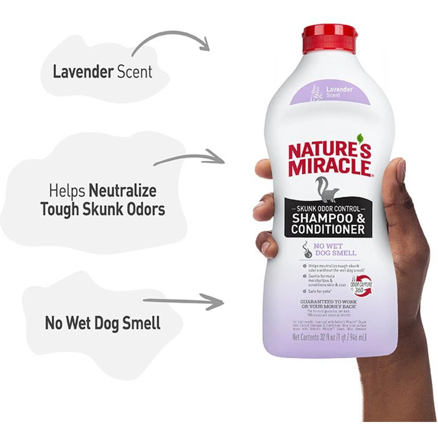 Nature's Miracle Skunk Odor Control Lavender Scent Dog Shampoo & Conditioner, 32-oz Bottle 5 Nature's Miracle Skunk Odor Control Lavender Scent Dog Shampoo & Conditioner, 32-oz Bottle - Image 3