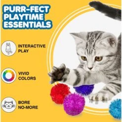 SunGrow Cat Pom Pom Balls For Indoor, Interactive Fetch & Play Toy For Arts & Crafts -Furry Friends 679590 PT2. AC SS1800 V1680882188