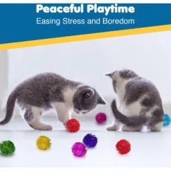 SunGrow Cat Pom Pom Balls For Indoor, Interactive Fetch & Play Toy For Arts & Crafts -Furry Friends 679590 PT5. AC SS1800 V1680895471
