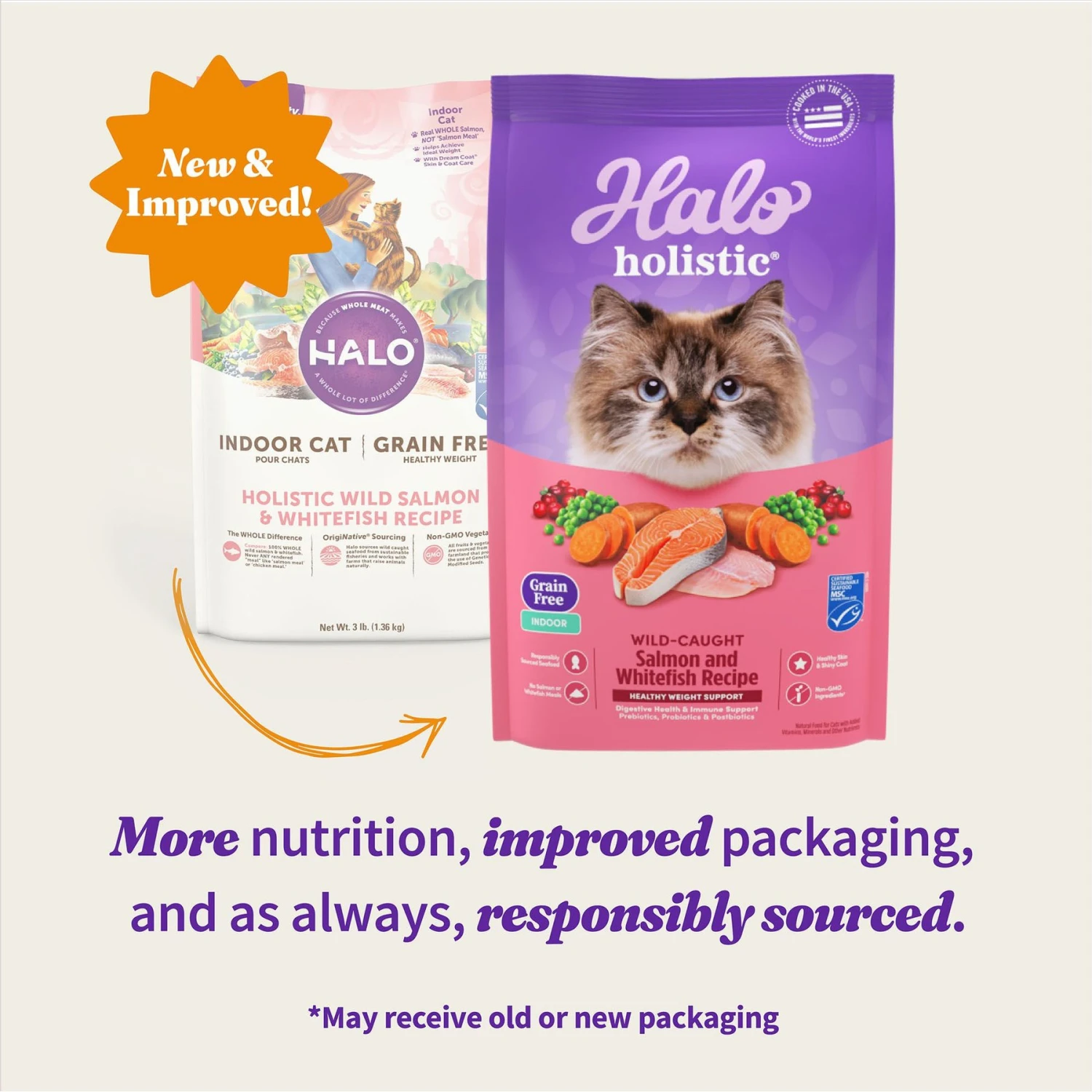 Halo Holistic Indoor Wild-Caught Salmon & Whitefish Recipe Complete Digestive Health & Healthy Weight Support Grain-Free Adult Dry Cat Food 4 Halo Holistic Indoor Wild-Caught Salmon & Whitefish Recipe Complete Digestive Health & Healthy Weight Support Grain-Free Adult Dry Cat Food - Image 2