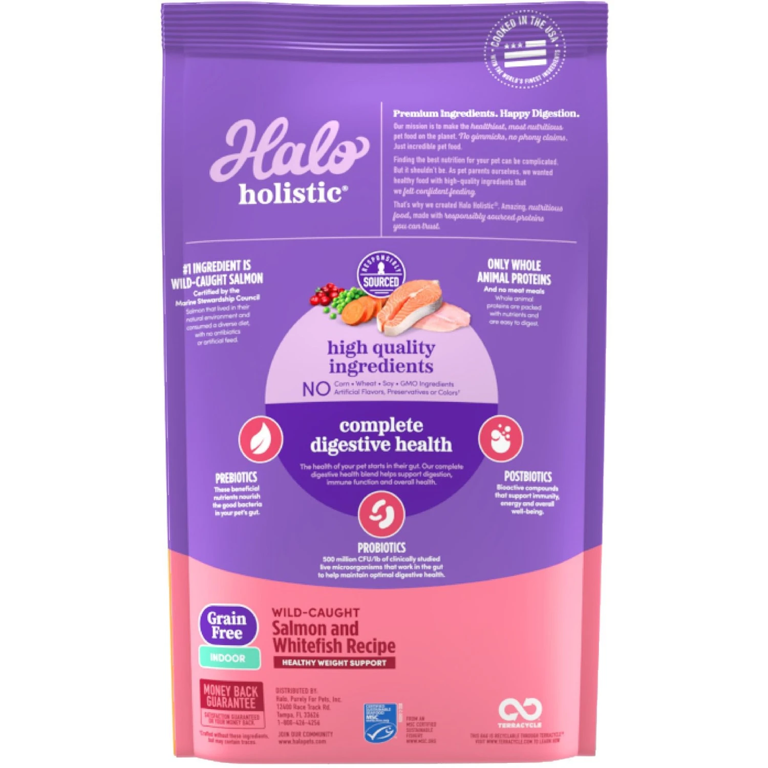 Halo Holistic Indoor Wild-Caught Salmon & Whitefish Recipe Complete Digestive Health & Healthy Weight Support Grain-Free Adult Dry Cat Food 5 Halo Holistic Indoor Wild-Caught Salmon & Whitefish Recipe Complete Digestive Health & Healthy Weight Support Grain-Free Adult Dry Cat Food - Image 3