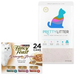 Fancy Feast Gravy Lovers Poultry & Beef Feast Variety Pack Canned Cat Food & PrettyLitter Health Monitoring Cat Litter