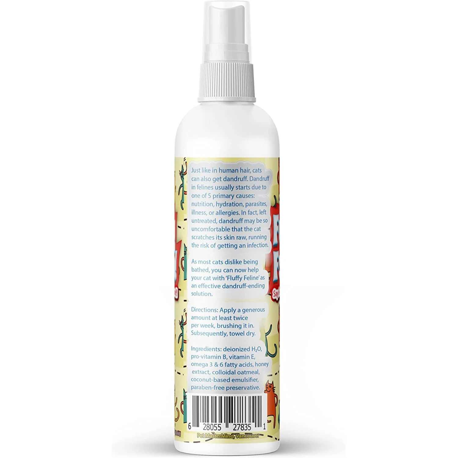 Pet MasterMind Fluffy Feline Cat Dandruff Care Spray, 8-oz Bottle 4 Pet MasterMind Fluffy Feline Cat Dandruff Care Spray, 8-oz Bottle - Image 2