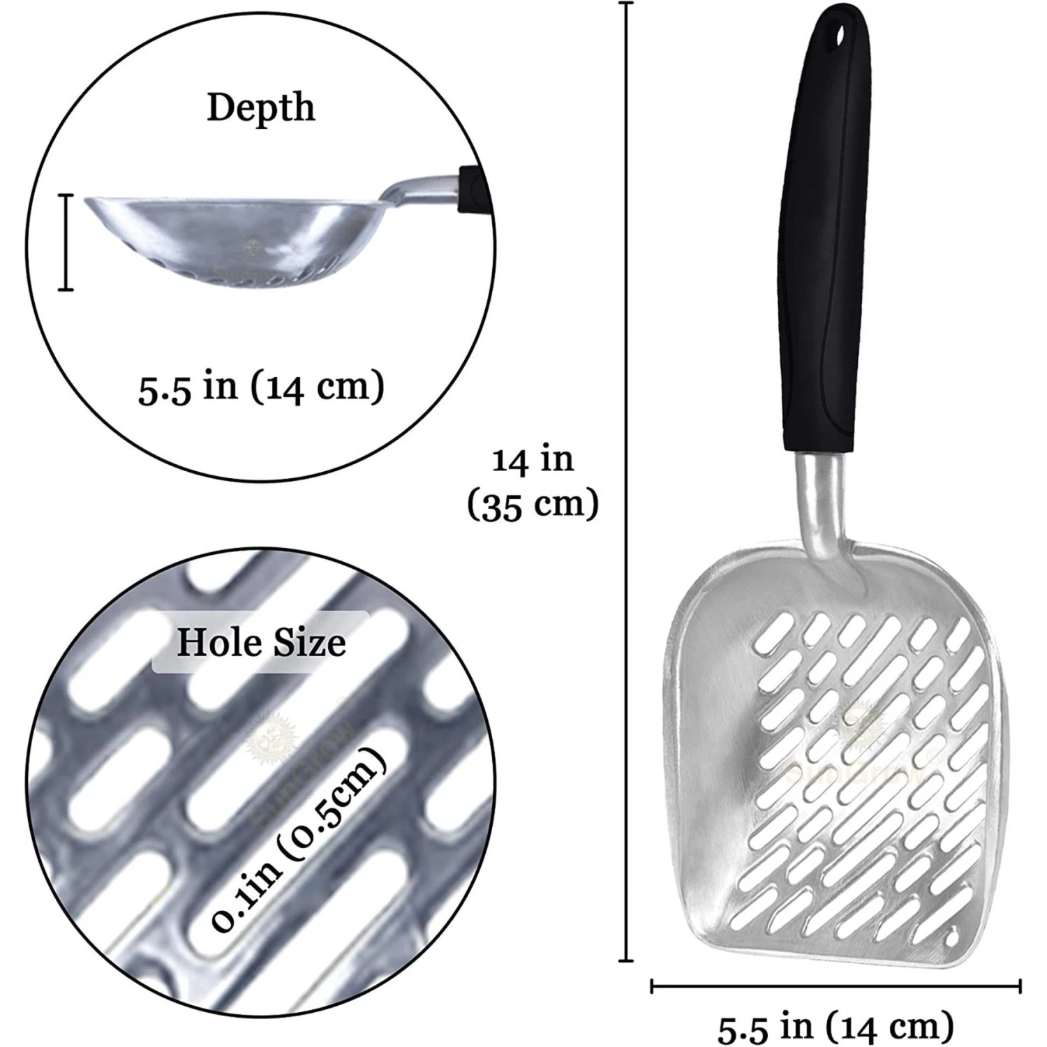 SunGrow Wide & Deep Metal Cat Litter Scooper 5 SunGrow Wide & Deep Metal Cat Litter Scooper - Image 3