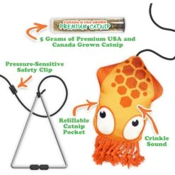 Meowijuana Jump 'n' Jamb Deep Sea Squid Refillable Swinging Door Jamb Cat Toy -Furry Friends 696598 PT2. AC SS1800 V1669386936