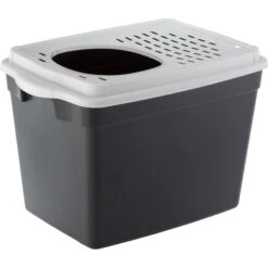 Ferplast "Jumpy" With Top Entrance Cat Litter Box, Black, Large