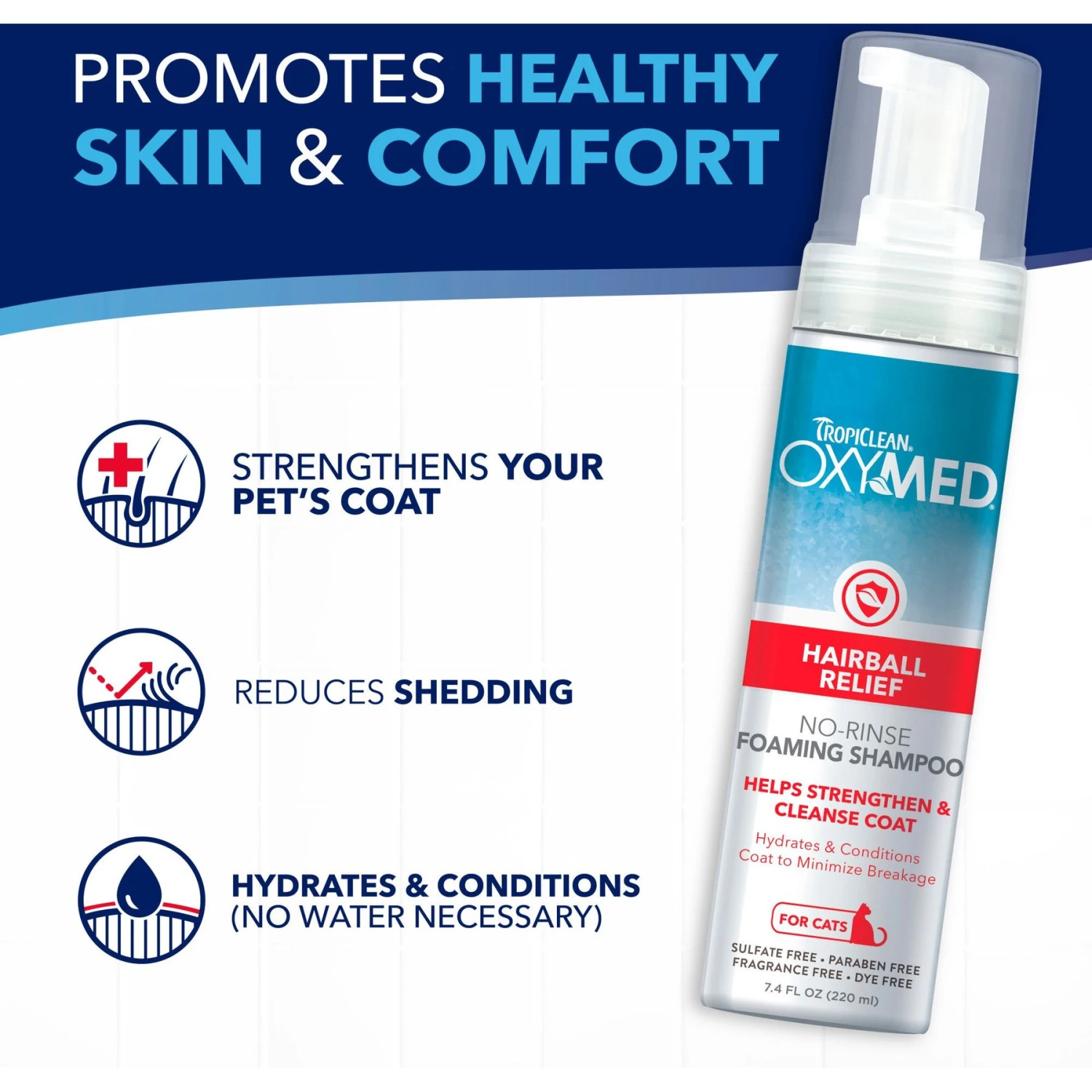 TropiClean OxyMed Waterless Hairball Relief Cat Dry Shampoo & Conditioner, 7.4-oz Bottle 8 TropiClean OxyMed Waterless Hairball Relief Cat Dry Shampoo & Conditioner, 7.4-oz Bottle - Image 6