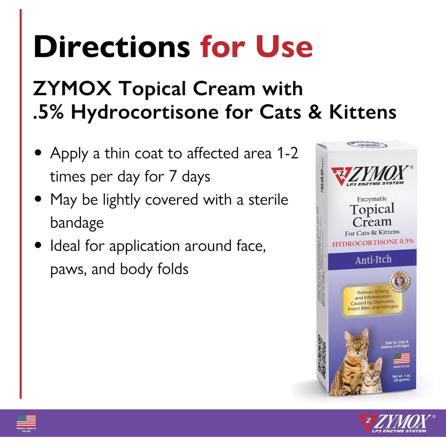Zymox Enzymatic Cat & Kitten Topical Cream With 0.5% Hydrocortisone, 1-oz Tube 6 Zymox Enzymatic Cat & Kitten Topical Cream With 0.5% Hydrocortisone, 1-oz Tube - Image 4