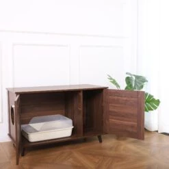 Sam's Pets Becky Box Enclosure End Table Cat Litter, Brown, Medium -Furry Friends 713035 PT4. AC SS1800 V1669239519