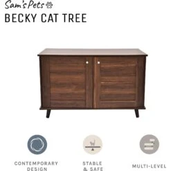 Sam's Pets Becky Box Enclosure End Table Cat Litter, Brown, Medium -Furry Friends 713035 PT6. AC SS1800 V1669239519