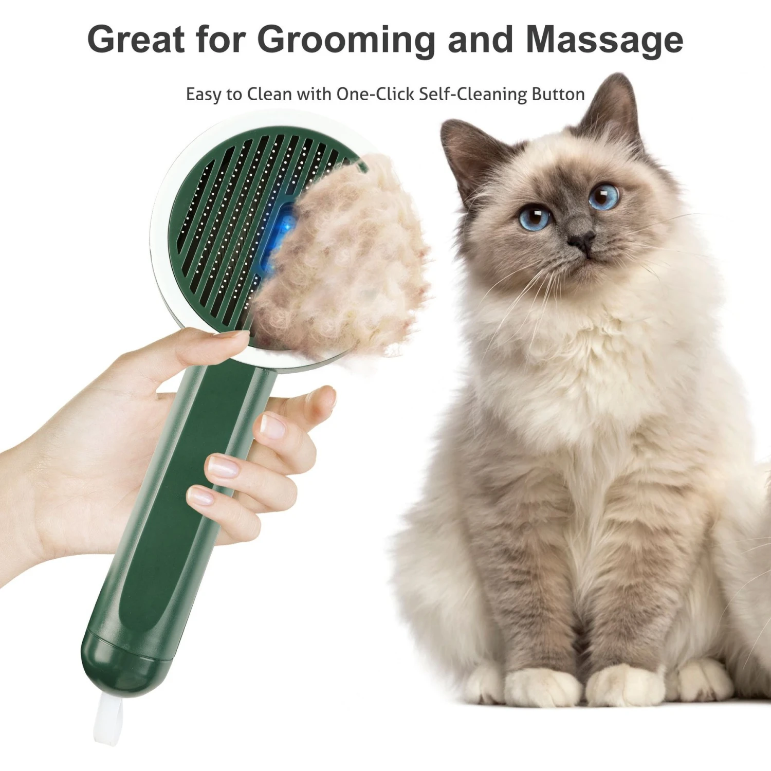 Fido Fave Self-Cleaning UV Sterilization Cat Slicker Brush, Green, Medium 5 Fido Fave Self-Cleaning UV Sterilization Cat Slicker Brush, Green, Medium - Image 3