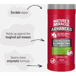 Nature's Miracle Advanced Hard Surfaces Stain & Odor Eliminator Wipes, 30 Count -Furry Friends 716550 PT2. AC SS1800 V1669681453