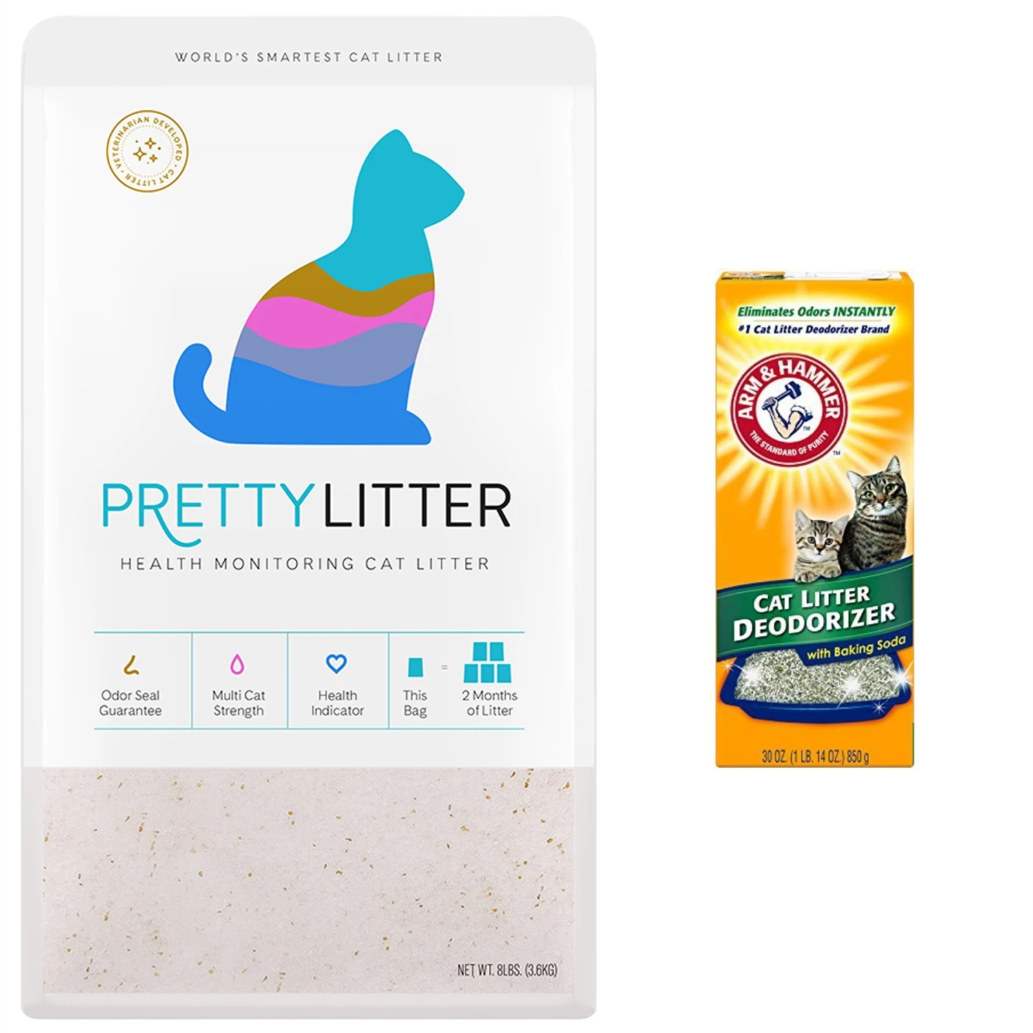 PrettyLitter Health Monitoring Cat Litter & Arm & Hammer Litter Cat Litter Deodorizer Powder 3 PrettyLitter Health Monitoring Cat Litter & Arm & Hammer Litter Cat Litter Deodorizer Powder