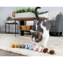 Hartz Cattraction Crinkle Mice Cat Toy, Multi Color, 10 Count -Furry Friends 731710 PT7. AC SS1800 V1670450054